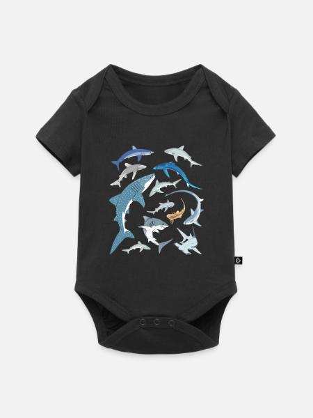 Blauhai Walhai Hammerhai Haiarten - Baby Premium Kurzarmbody - Schwarz