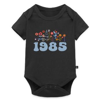 1985 Floral Pattern 1985 Floral Theme Floral 1985 - Baby Premium short-sleeve bodysuit - black - Front
