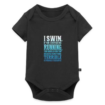 RENCONTRE DE NATATION AMUSANTE! IDEE CADEAU - Body à manches courtes Premium Bébé - noir - Devant