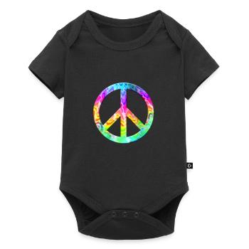 Flower Power Peace Hippie Love 60s 70s Peace colorful - Baby Premium short-sleeve bodysuit - black - Front