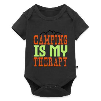 Le camping est ma thérapie - Body à manches courtes Premium Bébé - noir - Devant
