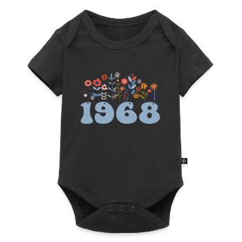 1968 Floral Pattern 1968 Floral Theme Flowers 1968 - Baby Premium short-sleeve bodysuit - black - Front