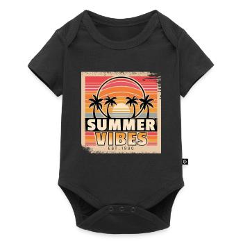 Summer Vibes: Retro Palm Trees at Sunset - Baby Premium short-sleeve bodysuit - black - Front
