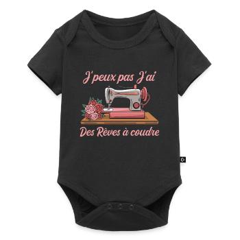 J'peux pas J'ai des Rêves à coudre humour - Body à manches courtes Premium Bébé - noir - Devant