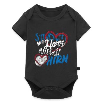 Student with heart instead of brain - Baby Premium short-sleeve bodysuit - black - Front