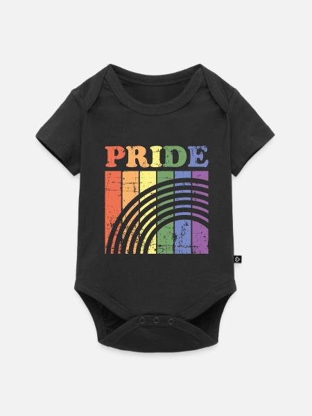 Vintage Gay Lesbienne Arc-en-ciel LGBT - Body à manches courtes Premium Bébé - noir