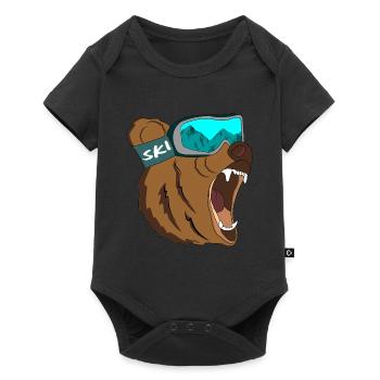 Ski Bear Rider Skier Cool Type Gift Snow Bear - Baby Premium short-sleeve bodysuit - black - Front