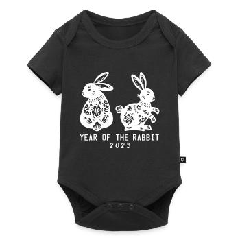 Joyeux Nouvel An chinois 2023 Année du Lapin - Body à manches courtes Premium Bébé - noir - Devant