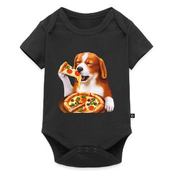 Beagle amateur de pizza - Body à manches courtes Premium Bébé - noir - Devant