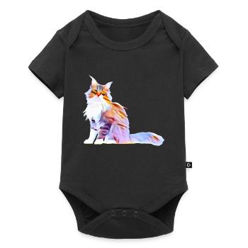 Art Print Cat Proud Maine Coon Stylish Epic - Body à manches courtes Premium Bébé - noir - Devant