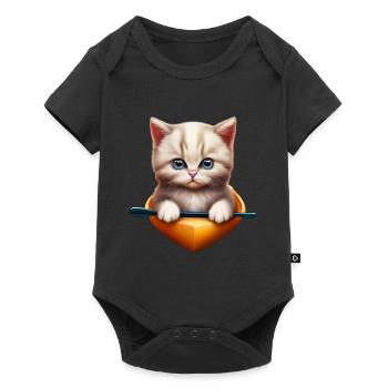 Cute cat in kayak - Baby Premium short-sleeve bodysuit - black - Front