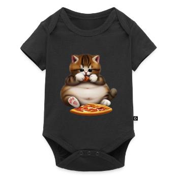 Chat amateur de pizza - Body à manches courtes Premium Bébé - noir - Devant