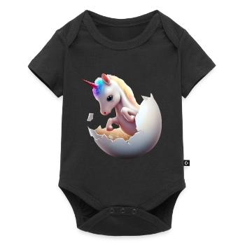 Einhorn aus dem Ei - Baby Premium Kurzarmbody - Schwarz - Vorne
