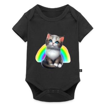 Bébé chat sous arc-en-ciel - Body à manches courtes Premium Bébé - noir - Devant