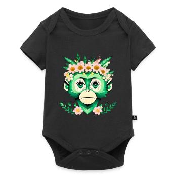 Ami singe fleuri - Body à manches courtes Premium Bébé - noir - Devant