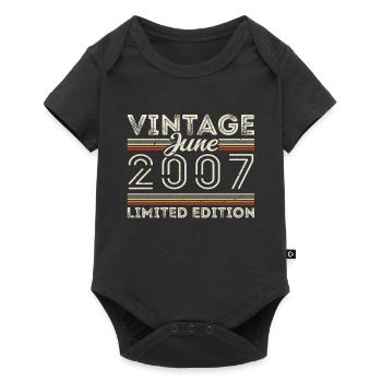 Juni 2007 Juni Geburtstagsgeschenk Juni 2007 - Baby Premium Kurzarmbody - Schwarz - Vorne