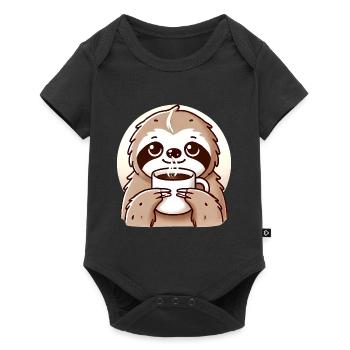 Cozy Sloth Coffee Illustration - Baby Premium short-sleeve bodysuit - black - Front
