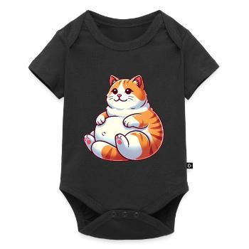 Chubby Tabby Cat Relaxing Illustration - Baby Premium short-sleeve bodysuit - black - Front