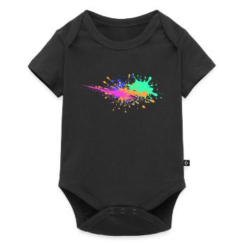 Farbkleckse Design außergewöhnlich - Baby Premium Kurzarmbody - Schwarz - Vorne
