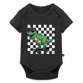 Dinosaur Trex Skateboarding Cool T-rex - Baby Premium short-sleeve bodysuit - black - Front