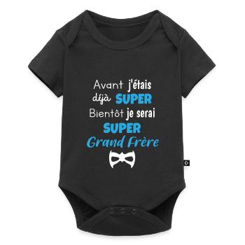 Futur grand frère t shirt super grand frère - Body à manches courtes Premium Bébé - noir - Devant