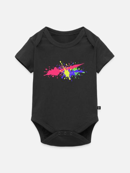 Splatter Design Trend - Baby Premium Kurzarmbody - Schwarz