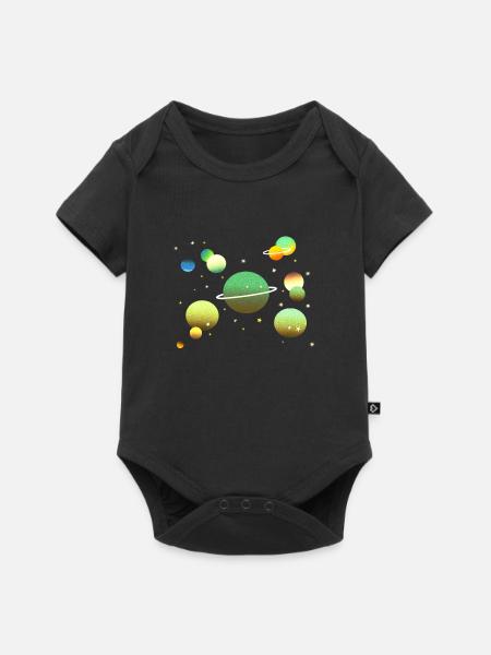 Galaxie spatiale Planète Étoiles - Body à manches courtes Premium Bébé - noir
