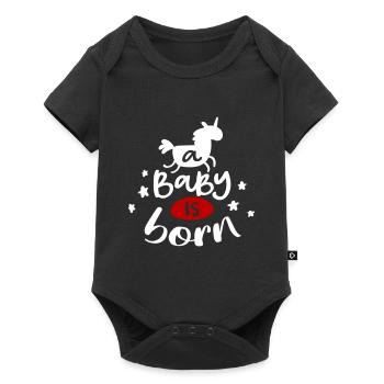 Baby is born Baby geboren - Baby Premium Kurzarmbody - Schwarz - Vorne