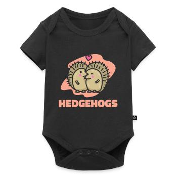 Valentinstag Geschenk Igel - Baby Premium Kurzarmbody - Schwarz - Vorne
