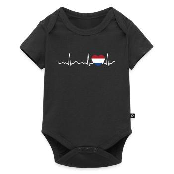 Netherlands - Heartbeat, pulse, heartline, ECG - Baby Premium short-sleeve bodysuit - black - Front