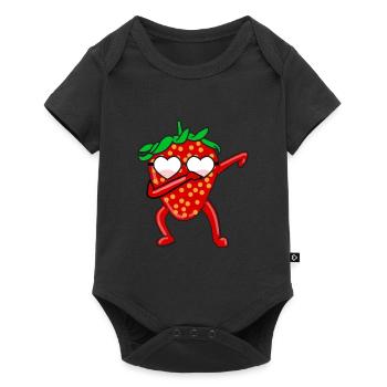 Drôle de fraise avec des lunettes de soleil posant - Body à manches courtes Premium Bébé - noir - Devant