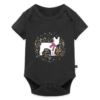 French Bulldog Winter - Baby Premium Kurzarmbody - Schwarz - Vorne