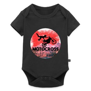 Motocross Geschenk Berglandschaft MX - Baby Premium Kurzarmbody - Schwarz - Vorne