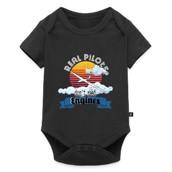 Real pilots soaring gift gliding - Baby Premium short-sleeve bodysuit - black - Front