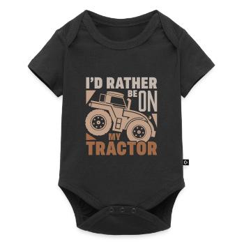 Bulldog, Id Rather Be On My Tractor, tractor - Baby Premium short-sleeve bodysuit - black - Front