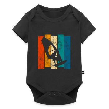 Windsurfing Retro Surfing Windsurfing Windsurfer - Baby Premium short-sleeve bodysuit - black - Front