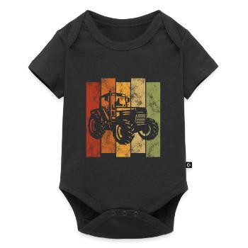 Bauer Bauernhof Retro Traktor Trecker Traktoren - Baby Premium Kurzarmbody - Schwarz - Vorne
