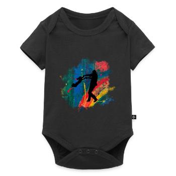 Père et fille - Body à manches courtes Premium Bébé - noir - Devant