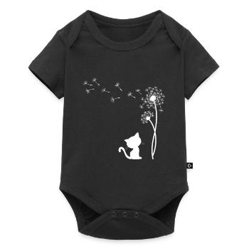Katze mit Pusteblume - Baby Premium Kurzarmbody - Schwarz - Vorne