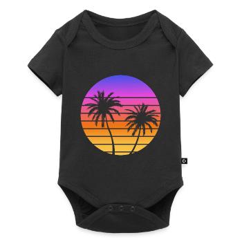 Palmiers Coucher soleil Synthwave - Body à manches courtes Premium Bébé - noir - Devant