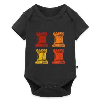 Retro Schach Schachspieler Schachmatt Schachfigur - Baby Premium Kurzarmbody - Schwarz - Vorne