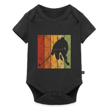 Ice Hockey Ice Hockey Retro Skates Puck Ice - Baby Premium short-sleeve bodysuit - black - Front