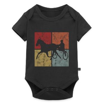 Cheval au trot Equine Trot Sport Courses hippiques - Body à manches courtes Premium Bébé - noir - Devant
