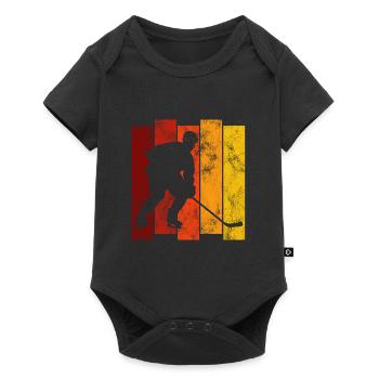 Ice Hockey Ice Hockey Retro Skates Puck Ice - Baby Premium short-sleeve bodysuit - black - Front