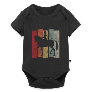 Dressage Cavalier de dressage Cheval d’équitation - Body à manches courtes Premium Bébé - noir - Devant