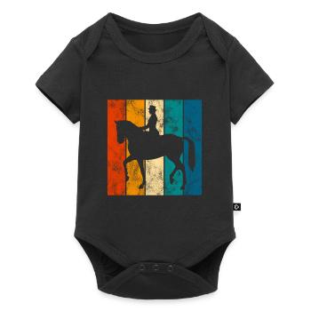 Dressage Cavalier de dressage Cheval d’équitation - Body à manches courtes Premium Bébé - noir - Devant