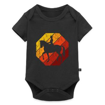 Dressage Cavalier de dressage Cheval d’équitation - Body à manches courtes Premium Bébé - noir - Devant