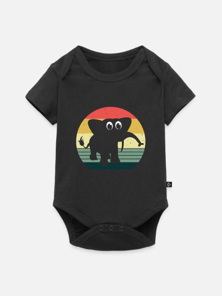 Elefanten Elefant für Kinder - Baby Premium Kurzarmbody - Schwarz