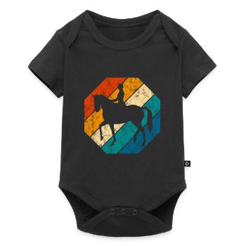 Dressage Cavalier de dressage Cheval d’équitation - Body à manches courtes Premium Bébé - noir - Devant