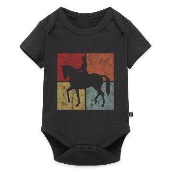 Dressage Cavalier de dressage Cheval d’équitation - Body à manches courtes Premium Bébé - noir - Devant